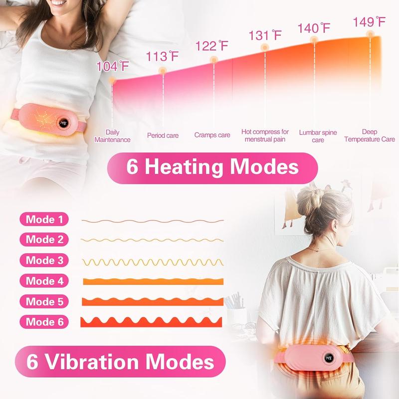 5000mAh Heating Pad for Period Cramps, with 6 Heating Levels and 6 Massage Modes, Menstrual Heating Pad with 3 Timer Auto Off Set