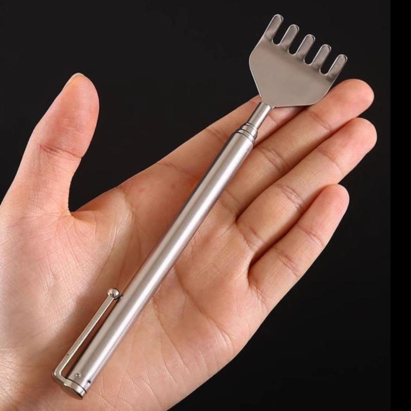 Stainless Steel Finger Scratcher, Extendable Manual Massage Tool, Portable Back Scratchers for Home & Travel