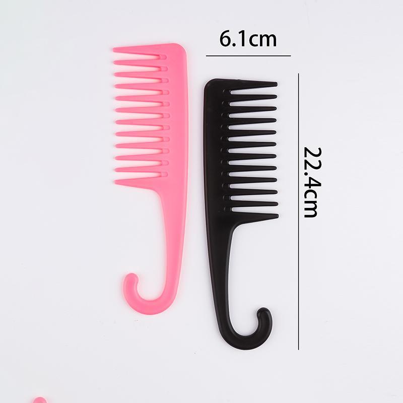 2pcs Wide Tooth Comb, Shower Comb With Hook For Curly Hair, Detangling Hair Comb With Handgrip For Curly, Wavy, Hair Detangling Brush