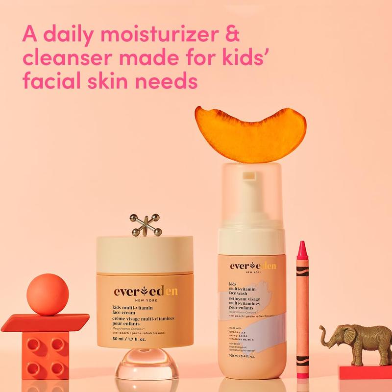 Evereden Kids Happy Face Duo – Gentle Care & Skin Defense – Safe Ingredients, Amino Acids & Omegas, Travel Size, Face Wash & Face Cream