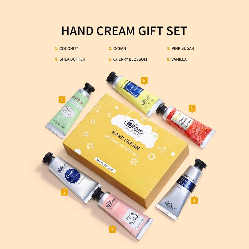 6-Pack Hand Cream Gift Set for Women - Advanced Repair Lotion for Dry Hands - Non-Greasy, Perfect Birthday & Christmas Gift Ideas Argan Cherry