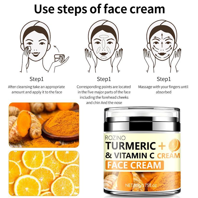 Turmeric & Vitamin C Face Cream, Deep Cleansing Face Moisturizer, Moisturizing Face Skin Care Products for Women & Girls