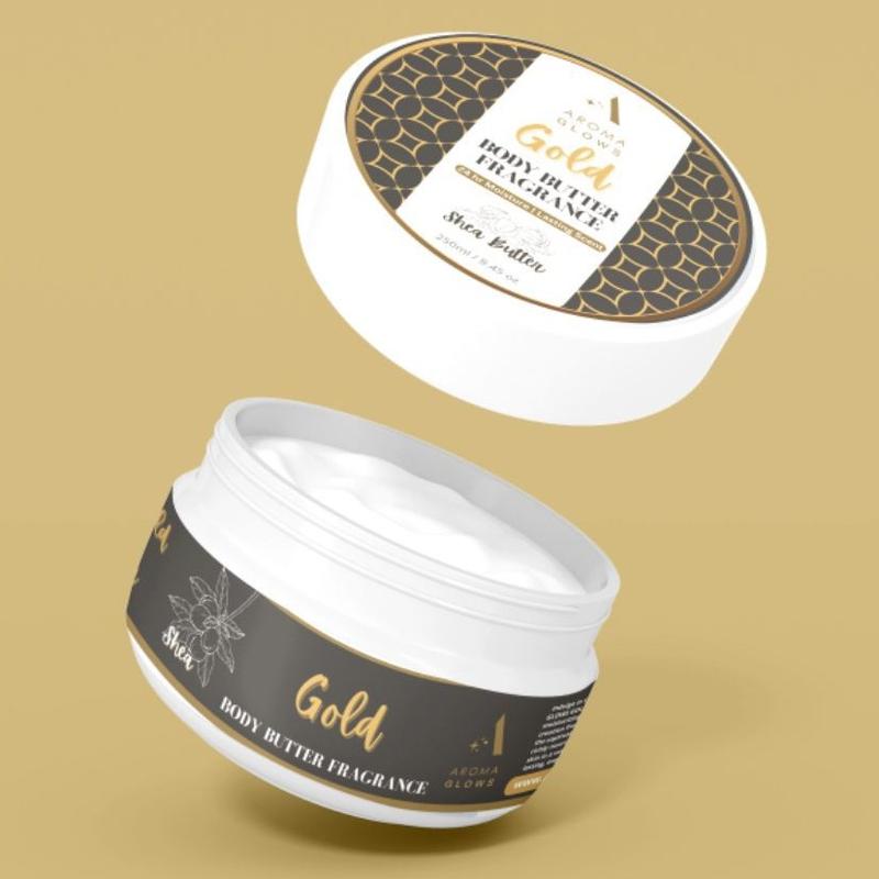 GOLD Body Butter Fragrance 250ml 8.45 oz Fragrance Cream by Aroma Concepts Shea Butter Infused AROMA GLOWS Scented