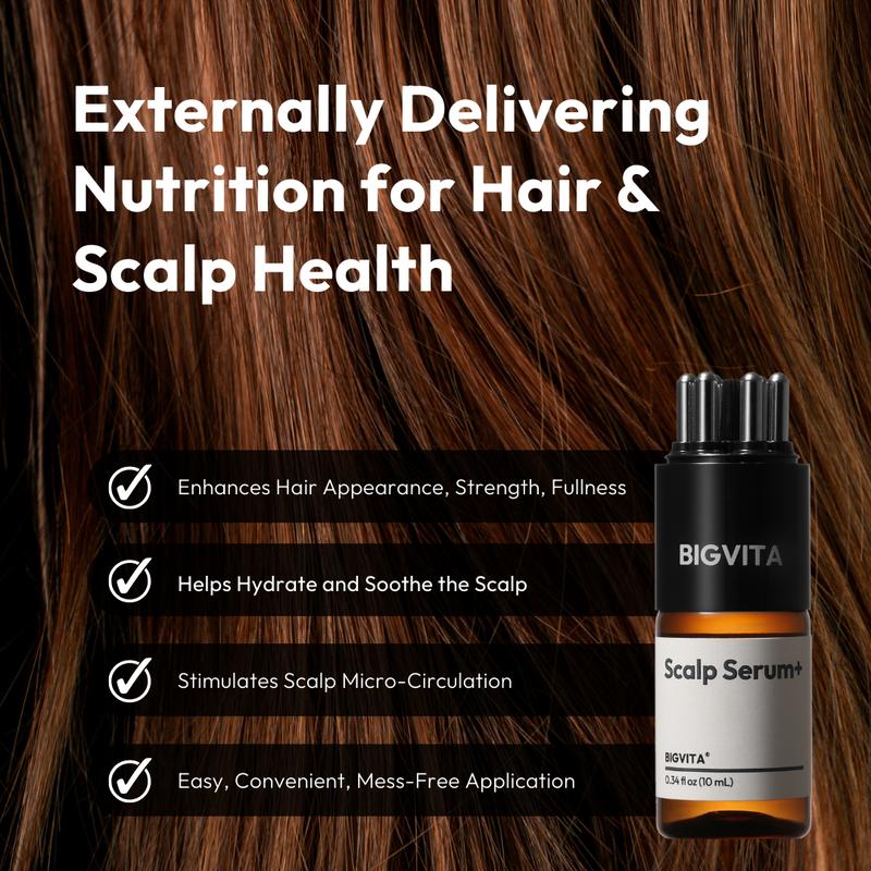 BIGVITA Scalp Serum + with Applicator, Improve Hair and Scalp Health, Soothe and Comfort, Minoxidil Free, Plant-Based Hair Essence for Men and Women