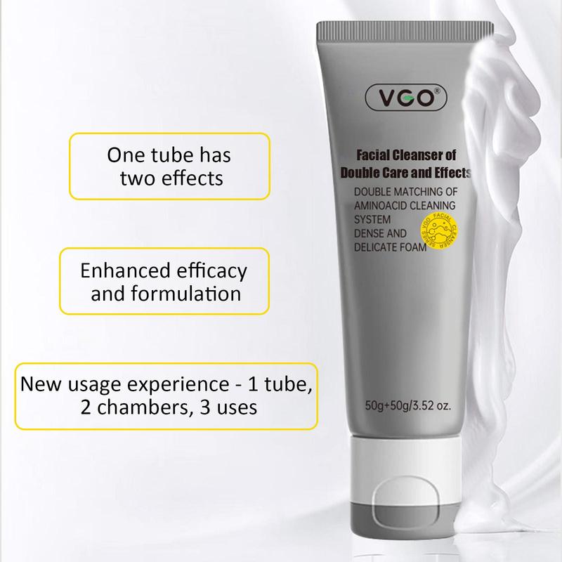 VGO Double Care Facial Cleanser - 50g, Suitable for All Skin Types, Cleanses and Moisturizes for Optimal