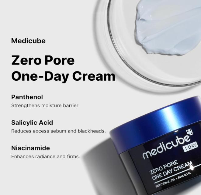 Medicube Zero Pore One-Day Cream 1.7 fl.oz - Visibly Smaller Pores, Controls Excess Oil  - Korean Skincare-medicube Hydrate Lightweight