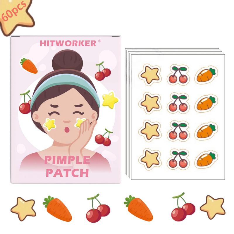 Cute Cartoon Pattern Pimple Patch, 60pcs set Hypoallergenic Invisible Acne Covering Sticker, Facial Skin Care Product for Women & Men