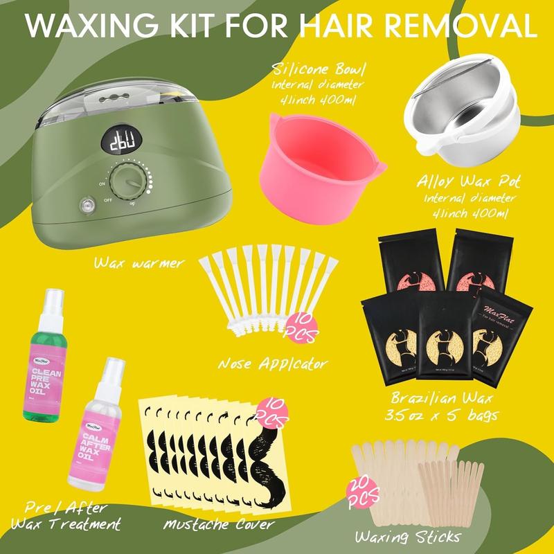 Waxing Kit,  Digital Wax Pot Hard Wax Kit with Accessories for Brazilian and Full  Waxing for Women and Men