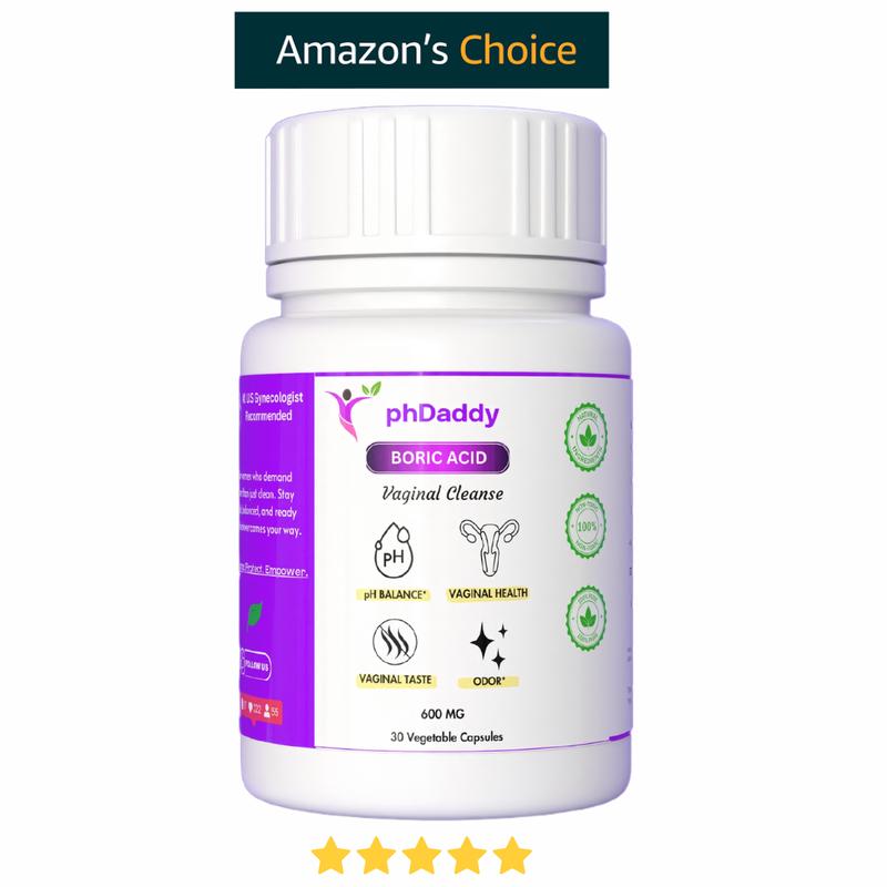 PhDaddy Suppository Cleanse with 100% Boric Acid for pH Balance and Odor Control - Sensitive, Gentle, Healthcare