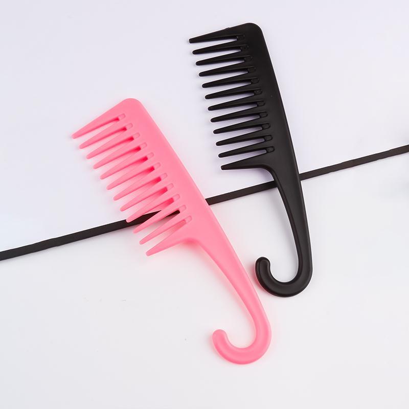 2pcs Wide Tooth Comb, Shower Comb With Hook For Curly Hair, Detangling Hair Comb With Handgrip For Curly, Wavy, Hair Detangling Brush