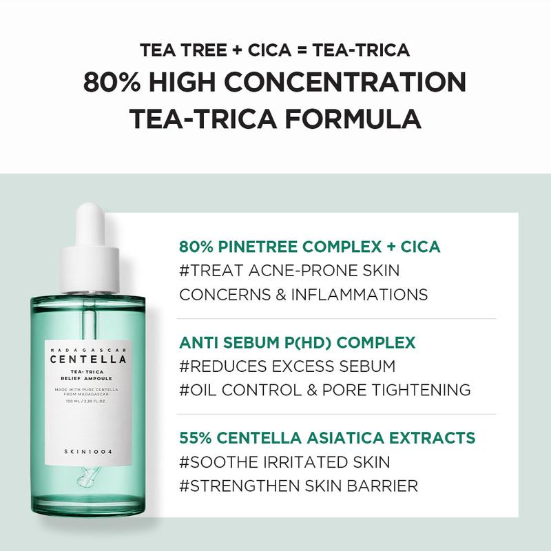 [SKIN1004 Official Shop] Tea-Trica Relief Ampoule 3.38 fl. oz, 100ml, Soothing Hydration for Sensitive Skin Oil Serums