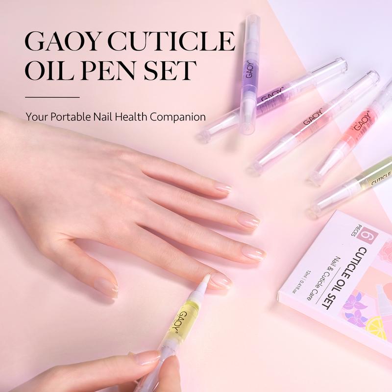 GAOY Cuticle Oil Pen Set, 6Pcs Manicure & Pedicure Accessories with Vitamin E for Nourished and Revitalized Nails, Professional Nail Growth Treatment & Repair Nail Care Kit