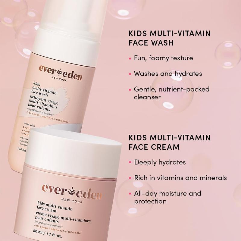 Evereden Kids Happy Face Duo – Gentle Care & Skin Defense – Safe Ingredients, Amino Acids & Omegas, Travel Size, Face Wash & Face Cream