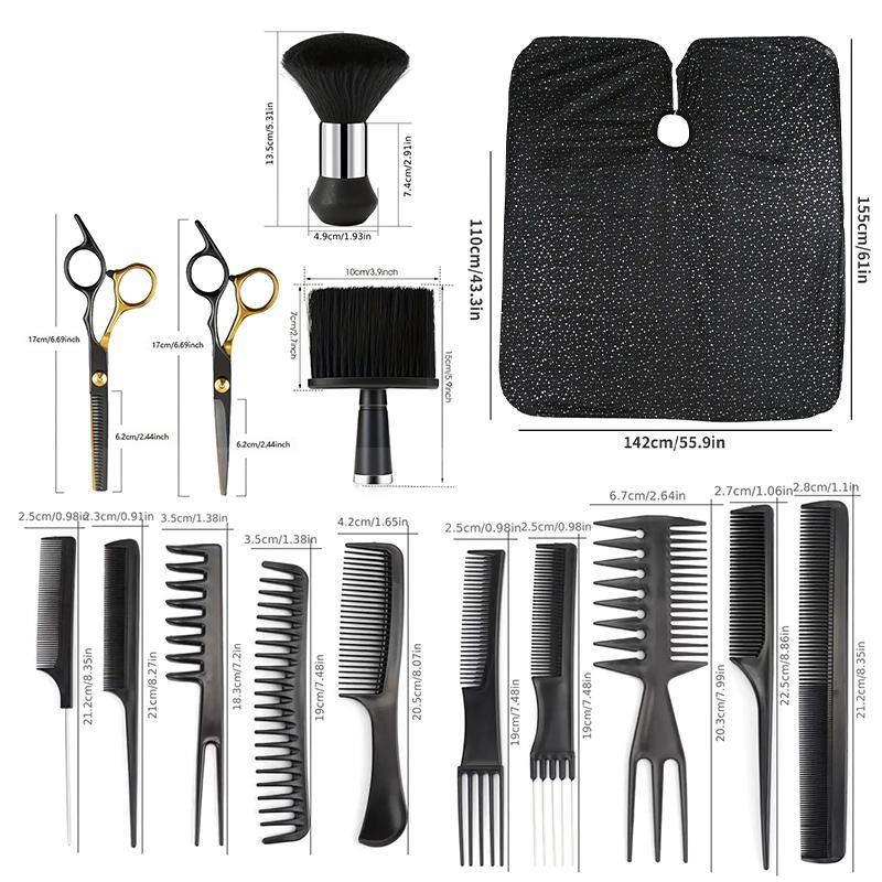 Hair Styling Tool Set, 1 Set Hair Cutting Tool & Hair Cutting Cape & Hair Comb Set, Professional Hair Styling Tool for Salon & Barber Shop