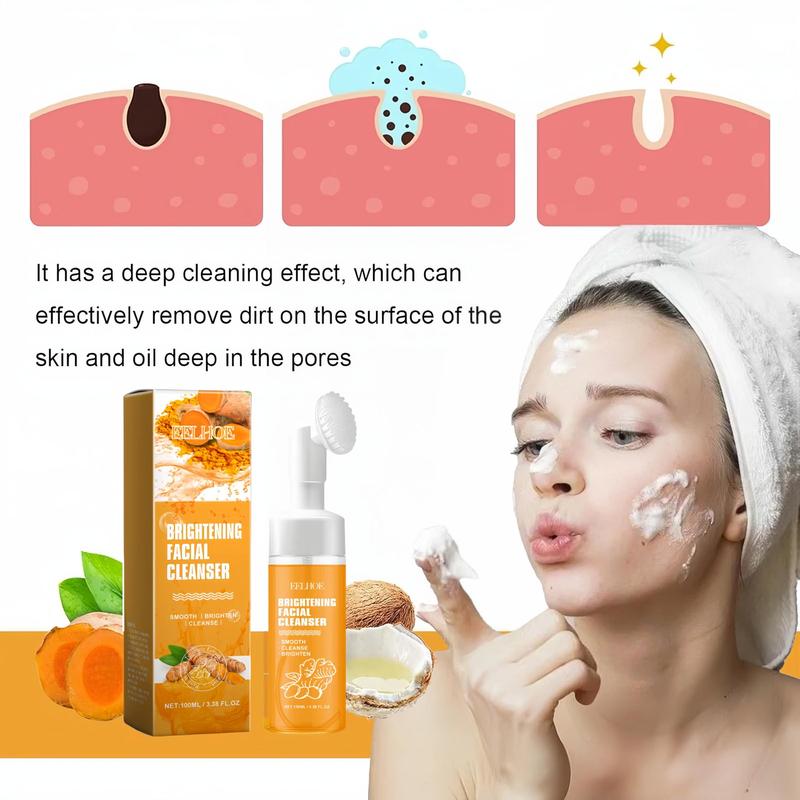 Turmeric Facial Cleanser, Deep Cleansing Hydrating Facial Cleanser, Facial Cleansers Face Wash for Women & Men, Christmas Gift