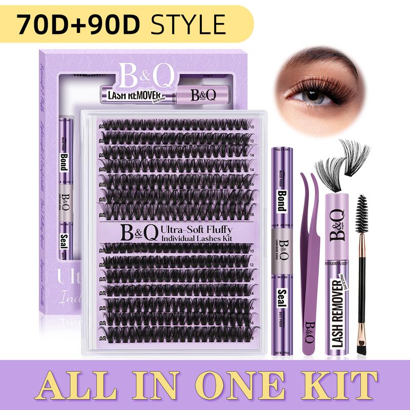 B&Q Lash l 70D+90D Volume Kit l Fluffy Wispy Mega Volume Waterproof Windproof Long Lasting Diy Lash Extension Beginner Friendly Makeup Comestic