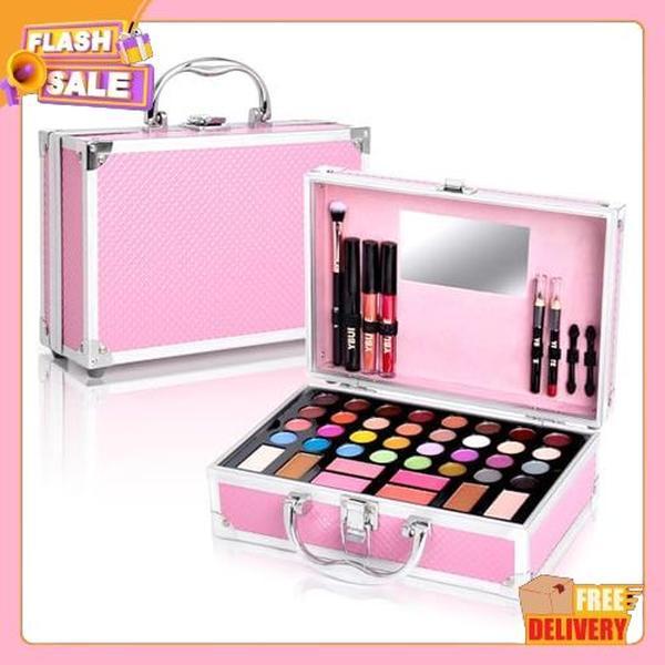 Beginner Makeup Kit for Teen,Makeup Set for Girl Women,Beginner Makeup Kit with Cosmetic Train Case Included 32 Colors Eyeshadow Blush Contour Lip Gloss Lip Liner Mascara Eyeliner Mirror