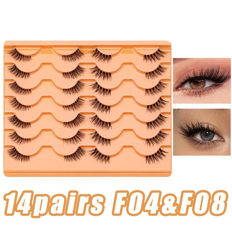 Half Eye False Eyelashes (14 Pairs), Natural Look Eyelash Extensions, Self Grafting Curl Eyelashes, Eye Makeup Enhancement False Eyelashes for Women & Girls