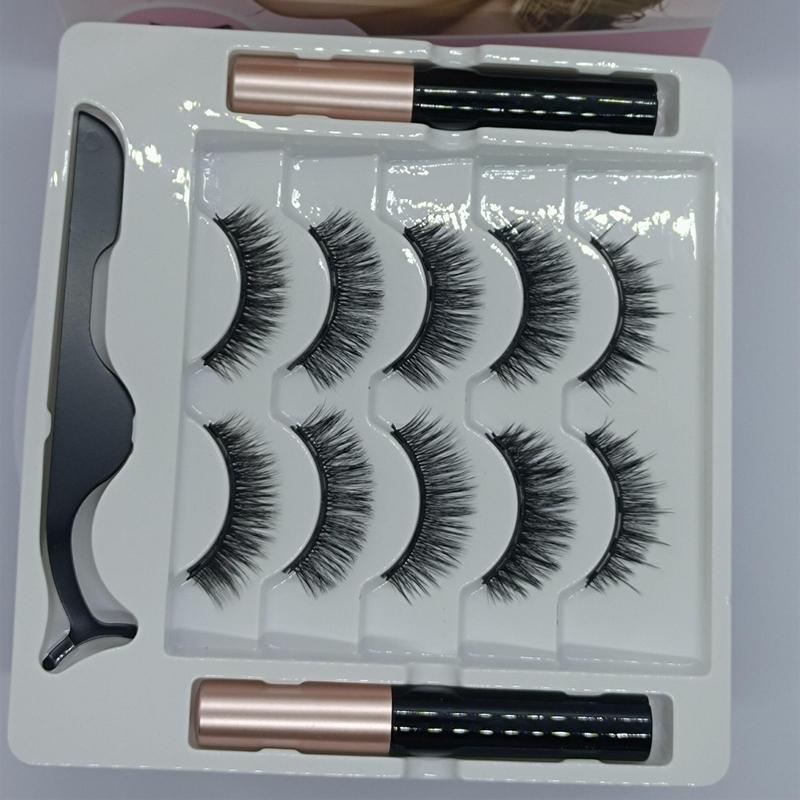 5 Pairs Magnetic False Eyelashes, Natural Look Curly Thick Faux Eyelashes, Eye Makeup Tool Set for Daily Use