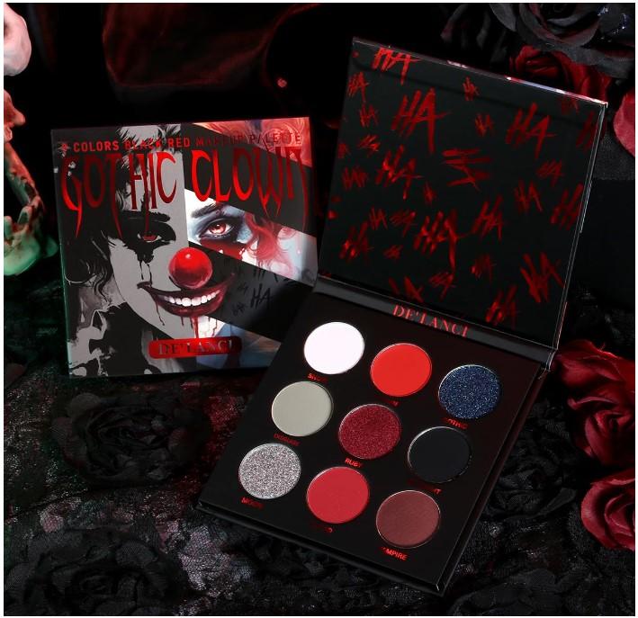 ecofavor Red Goth Eyeshadow Palette -  Halloween Glitters Makeup | Clown Vampire SFX Halloween Christmas Palette Cosmetic