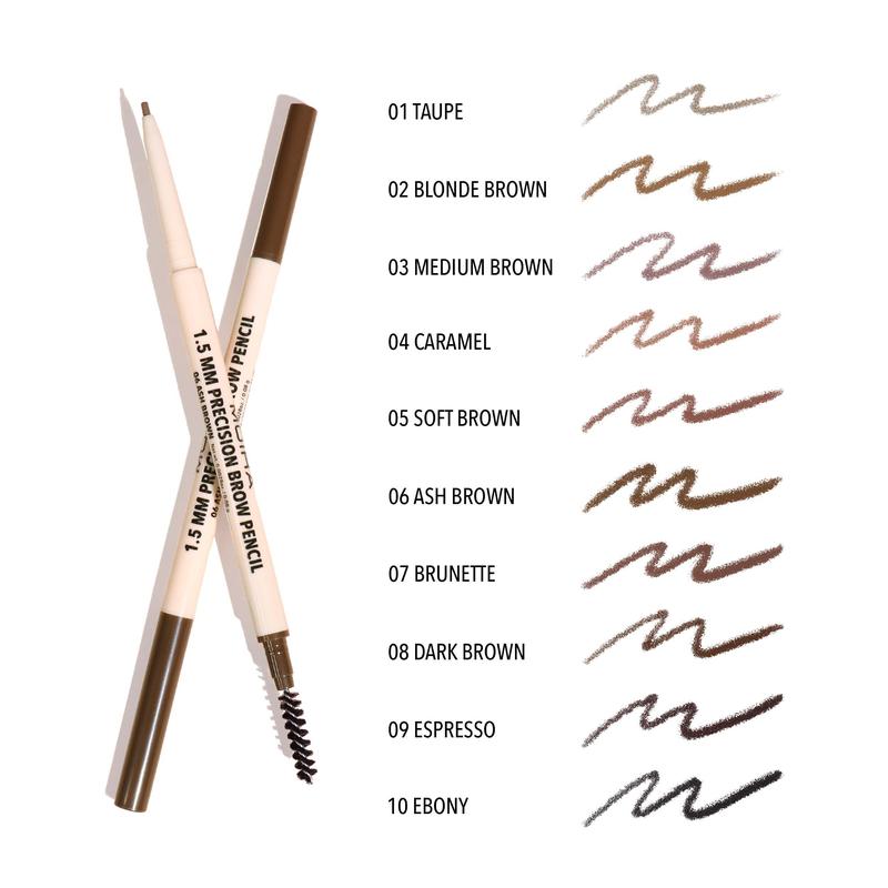 Moira Cosmetics Precision Brow Pencil (010, Ebony) - Waterproof Makeup for Perfectly Blended Eyebrows