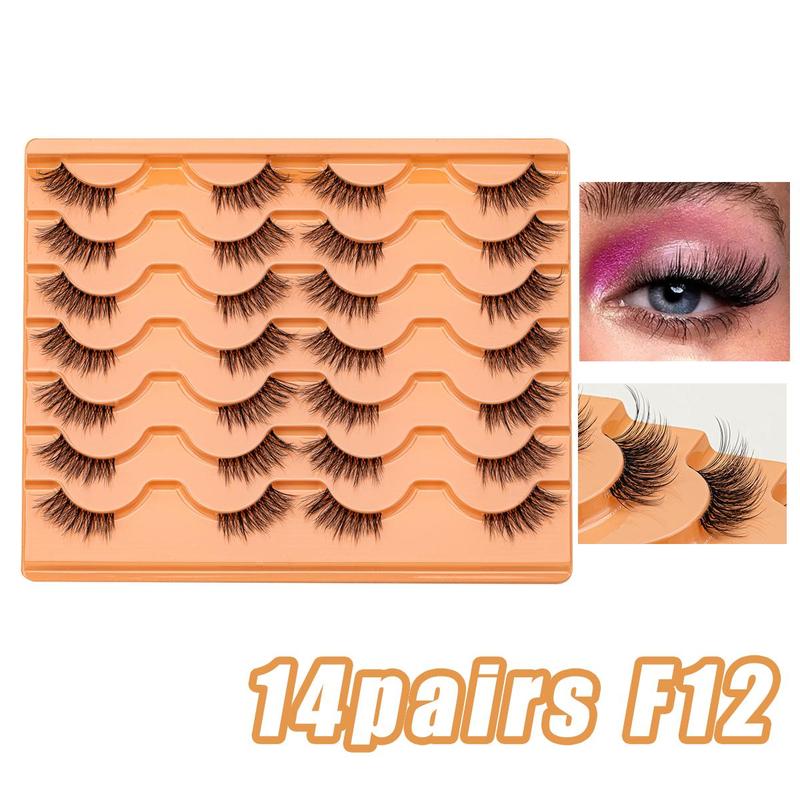 Half Eye False Eyelashes (14 Pairs), Natural Look Eyelash Extensions, Self Grafting Curl Eyelashes, Eye Makeup Enhancement False Eyelashes for Women & Girls