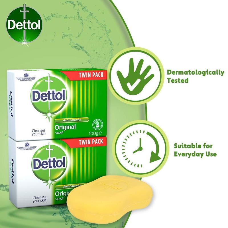 Dettol Anti Bacterial Original Soap 100g Twin Pack Dermatologically Tested