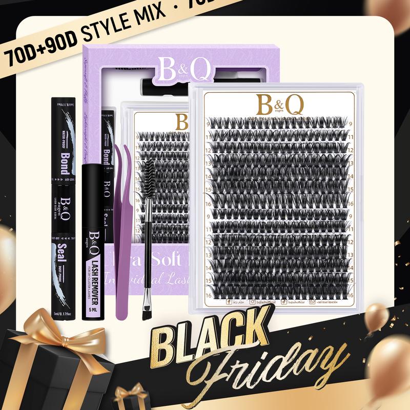 B&Q Lash l 70D+90D Volume Kit l Fluffy Wispy Mega Volume Waterproof Windproof Long Lasting Diy Lash Extension Beginner Friendly Makeup Comestic