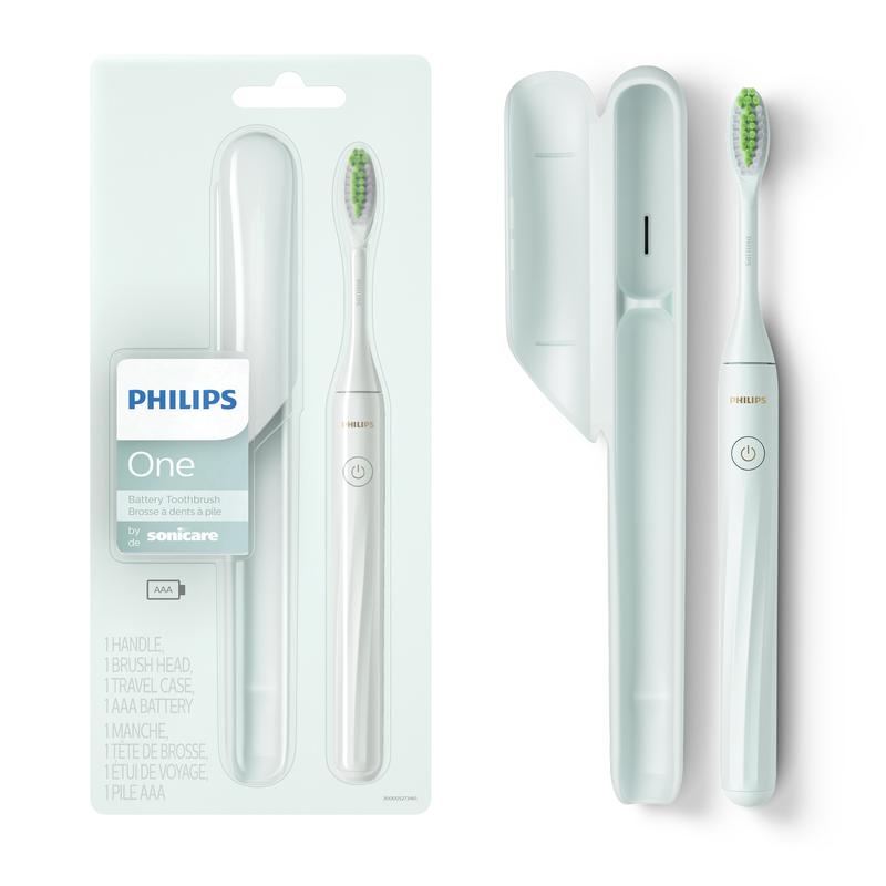 Philips One by Sonicare Battery Toothbrush - Multiple Colors, Sleek Travel Case - 2 Minute Timer, 30 Second Notifications