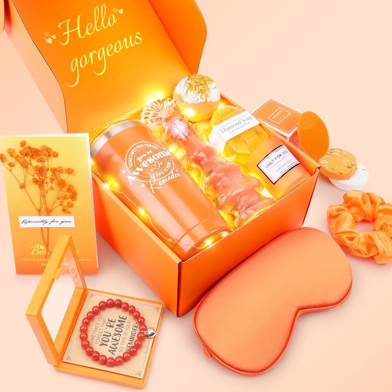 Birthday Gifts for Women, 15 count Care Package for Women, Orange Relaxing Self Care Gifts Get Well Gifts for Women,  Birthday Gifts Mothers Day Gifts Idea for Mom Her,  Friend Gifts for Women