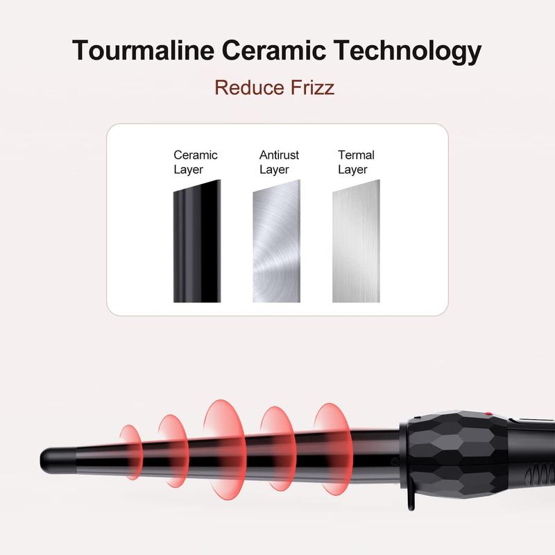 Ceramic Tourmaline Coating Curling Wand, 1 2-1 Inch Barrel Hair Curler with 2 Heat Setting (320 410℉), Suitable for All Hair Types