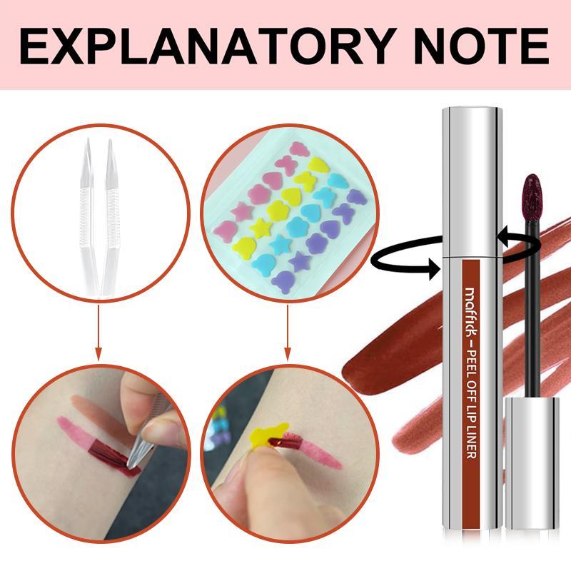 Long Lasting Tear Off Lip Liner, 3 Counts set Waterproof Lip Liner Pencil, Easy Coloring Lip Liner Pen, Suitable for All Occasions Lip Makeup