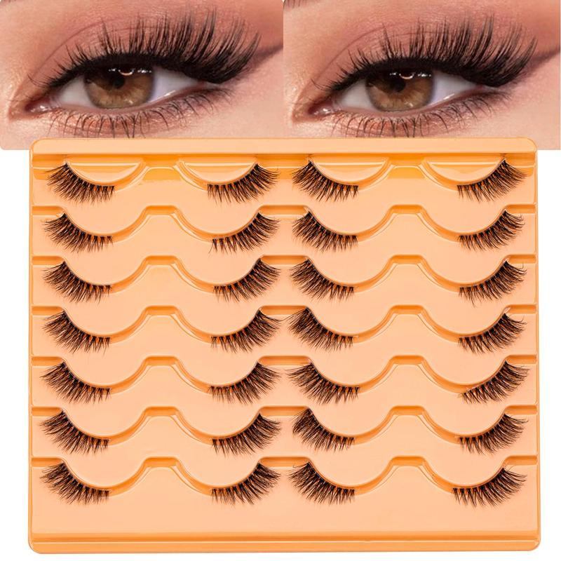 Half Eye False Eyelashes (14 Pairs), Natural Look Eyelash Extensions, Self Grafting Curl Eyelashes, Eye Makeup Enhancement False Eyelashes for Women & Girls