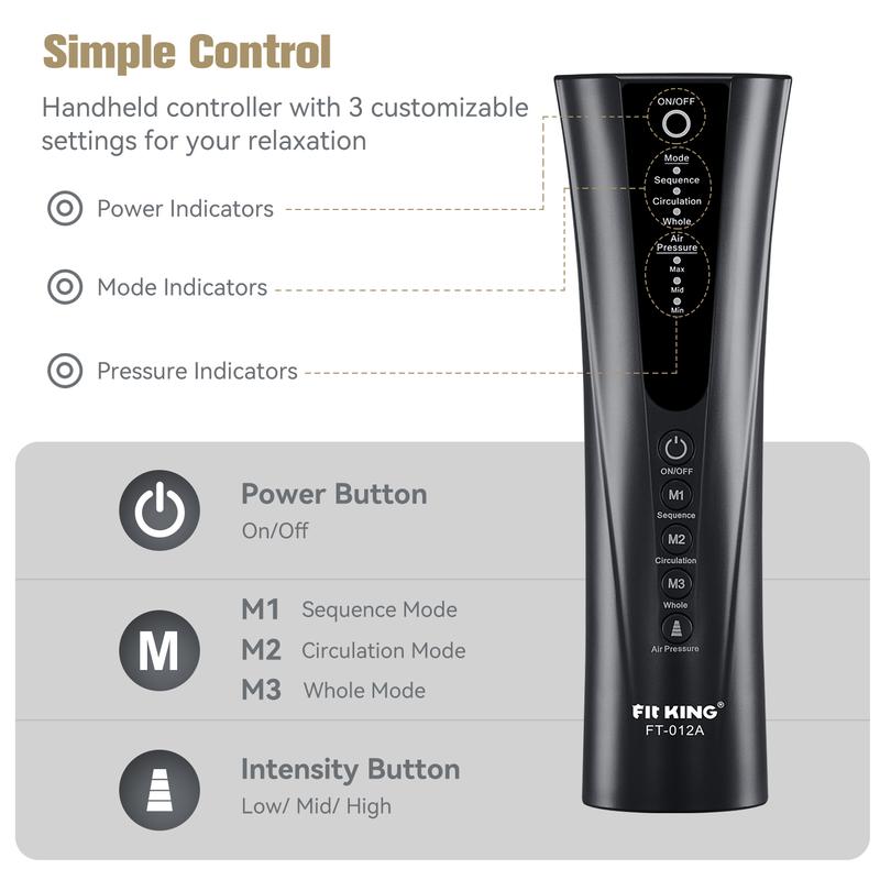 Foot and Leg Relaxer for Enhanced Circulation and Comfort with Hand-held Controller, 3 Modes, 3 Intensity Levels - Ideal for Relaxation and Daily Comfort.