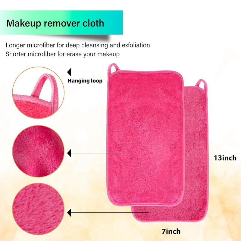 Makeup Remover Cloths, 8 Packs Makeup Remover Towels Reusable Face Wash Cloth, Soft Makeup Remover Microfiber Face Cloth for Women