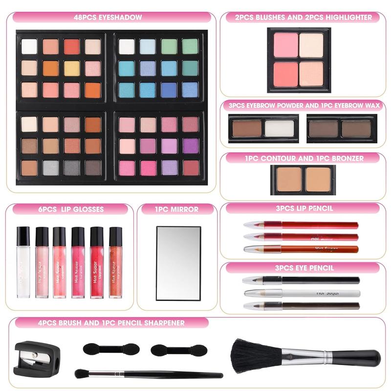 Makeup Kit for Teenager Girls 10-12, All in One Beginner Makeup Kit for Women Full Kit, Teen makeup kit  Gift Set on Birthday Christmas (PINK DAISY)