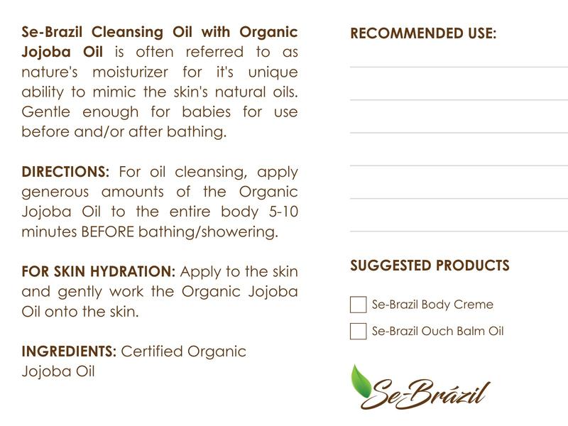 Se-Brazil Cleansing Oil 4oz with Certified Organic Jojoba Oil