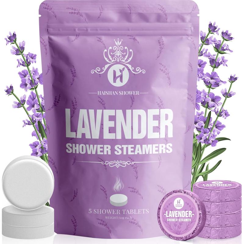 Shower Steamers Aromatherapy Christmas Gifts for Women or Men, Nasal Relief, 5-Pack Shower Bombs Organic Lavender Essential Oil, Unique Birthday Fathers Day Dad Gifts for Girlfriend Mom Wife Sister