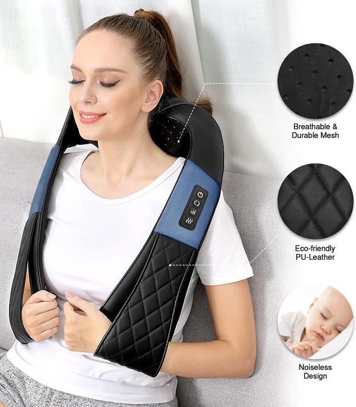 Neck Massager with Heat, Shiatsu Back Neck and Shoulder Massager, Deep Tissue 4D Kneading Massage Relax, Use at Home, Office, Car- Best Gifts for Women Men Mom Dad,Perfect Christmas Gift for Dad, Mom, Boys and Girls with Christmas surprise