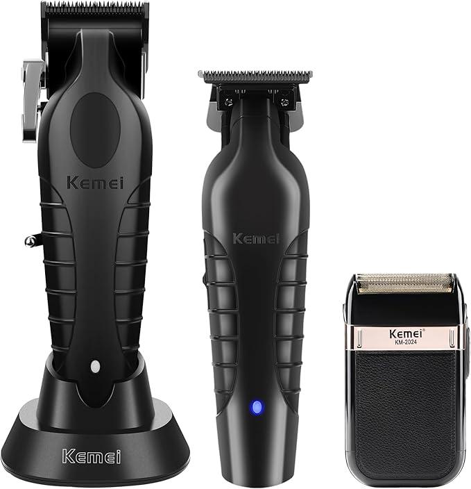 KEMEI Professional Hair Clipper, Hair Beard Trimmer, Eletric Shaver Set for Men, Cordless Beard Trimmer, Rechargeable Barber Clippers, USB Fade Clipper Haircutting Kit, KM-2299, KM-2296, KM-2024 LCD Display Electric Razor & Clippers Kit glaker  hair Gift