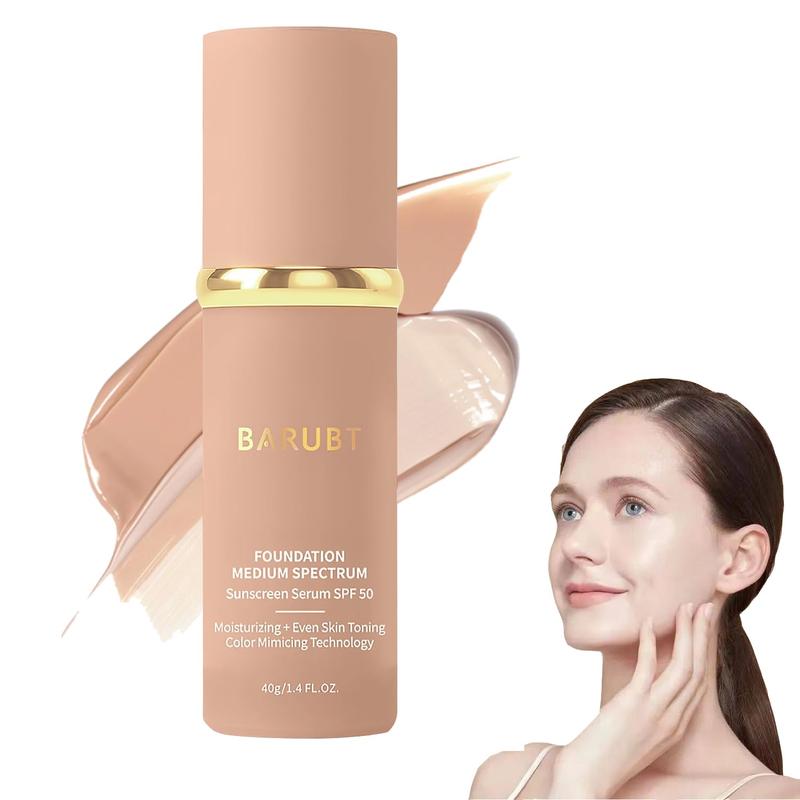 BARUBTFoundation 4 in 1 Liquid Foundation, 4 in 1 foundation Liquid - Hydrating Medium Full Coverage Concealer with SPF 50+, Inspired Longwearing & Waterproof Makeup 1.4 oz