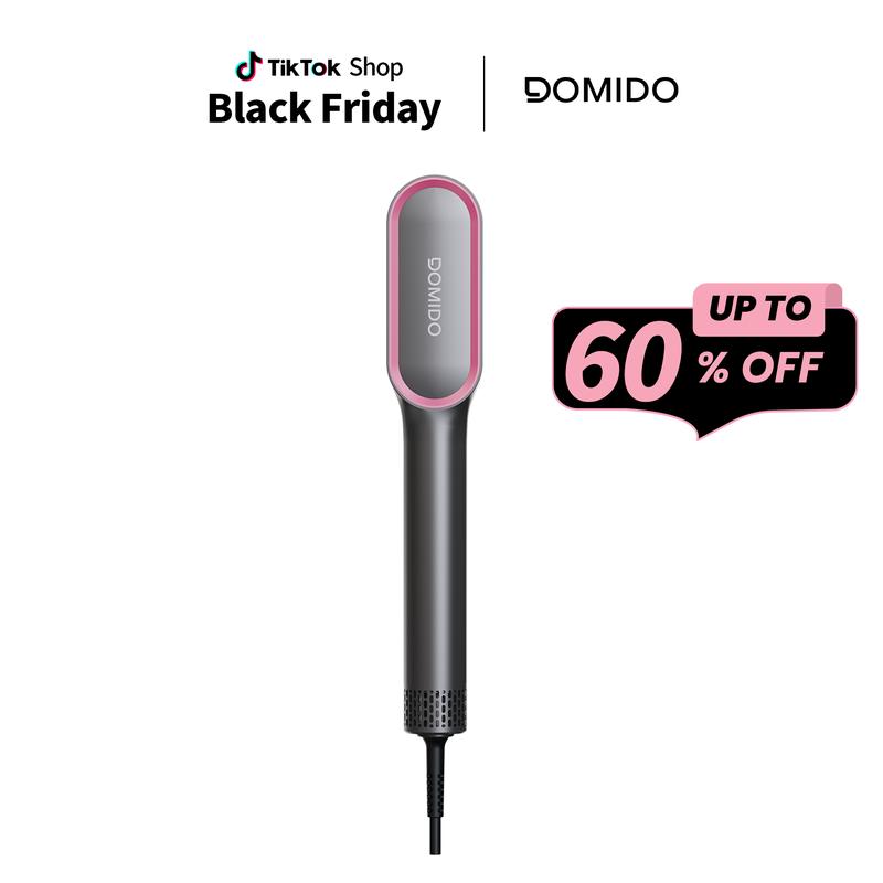 DOMIDO AURO-Blow Dryer Brush 2.0 Hair Straightener Brush 2 in 1 Fast Heat Up Straightening Brush Professional Hair Styling Tool