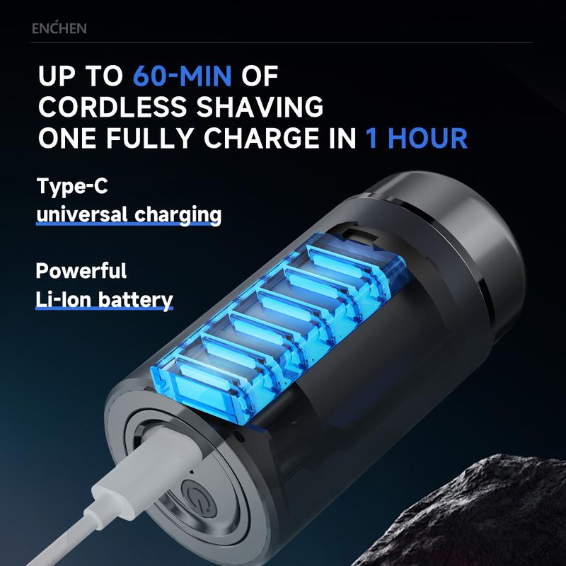 ENCHEN Electric Razor for Men, Mini-Shave Portable Electric Shaver, Pocket Size Portable Shaver Wet and Dry Mens Razor, One-Button Use, USB Mini Shaver Charging Suitable for Home, Car, Travel Comfort