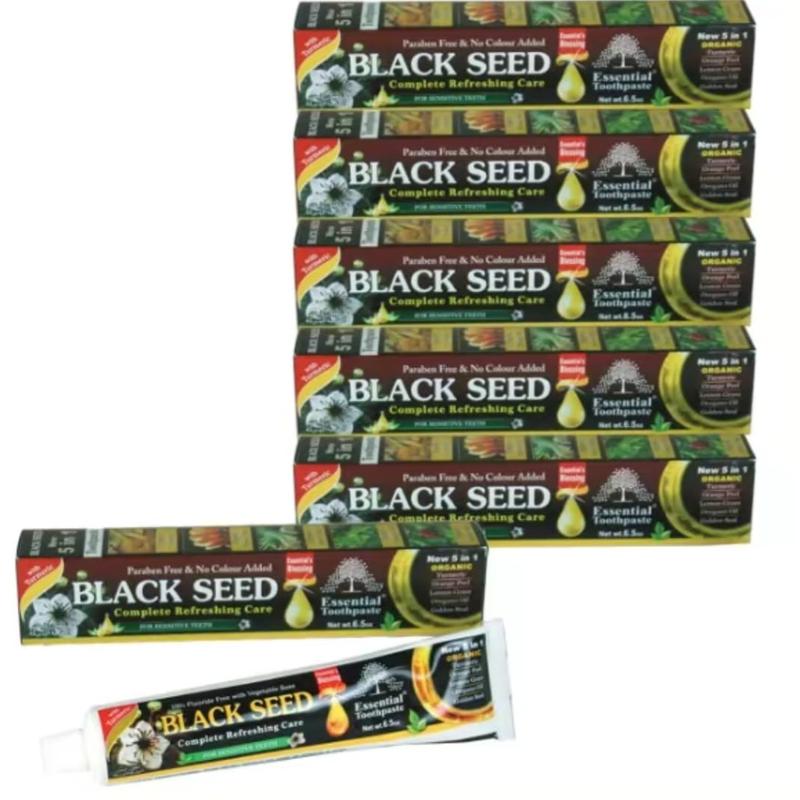 Organic Black Seed Essential Toothpaste 5 in 1 100% Fluoride Free & Vegetable Base for Sensitive Teeth- oral health management