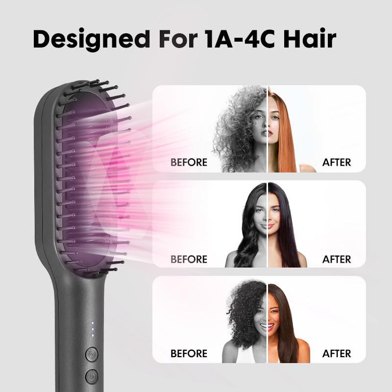 DOMIDO AURO-Blow Dryer Brush 2.0 Hair Straightener Brush 2 in 1 Fast Heat Up Straightening Brush Professional Hair Styling Tool