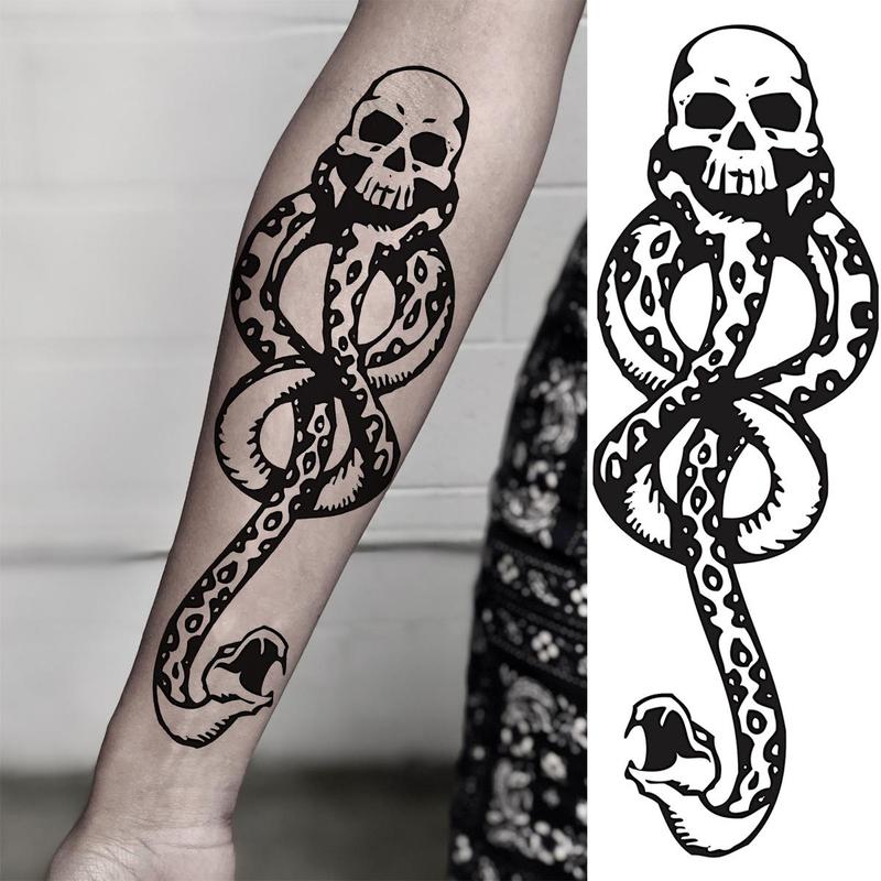 Gothic 3D Tribal Cobra Mamba Pattern Temporary Tattoo Sticker, Forearm Party Fake Tattoo Sticker, Body Art Sticker for Women Men