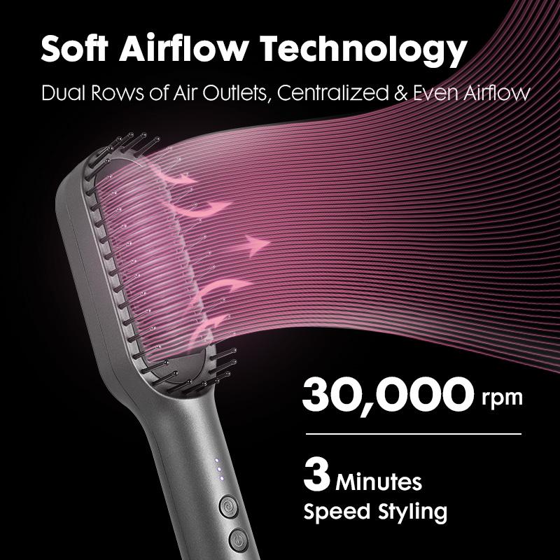 DOMIDO AURO-Blow Dryer Brush 2.0 Hair Straightener Brush 2 in 1 Fast Heat Up Straightening Brush Professional Hair Styling Tool