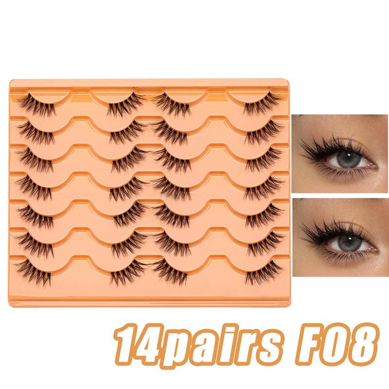 Half Eye False Eyelashes (14 Pairs), Natural Look Eyelash Extensions, Self Grafting Curl Eyelashes, Eye Makeup Enhancement False Eyelashes for Women & Girls