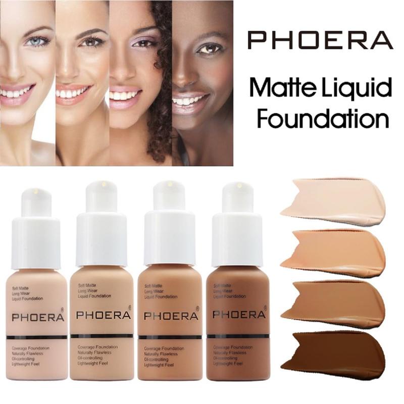 2 Pack PHOERA Foundation,Matte Oil Control Concealer Foundation Cream,PHOERA Long Lasting Waterproof Matte Liquid Foundation for Women Girls (102 Nude)