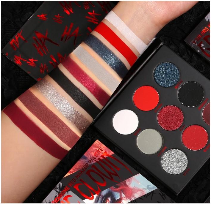 ecofavor Red Goth Eyeshadow Palette -  Halloween Glitters Makeup | Clown Vampire SFX Halloween Christmas Palette Cosmetic